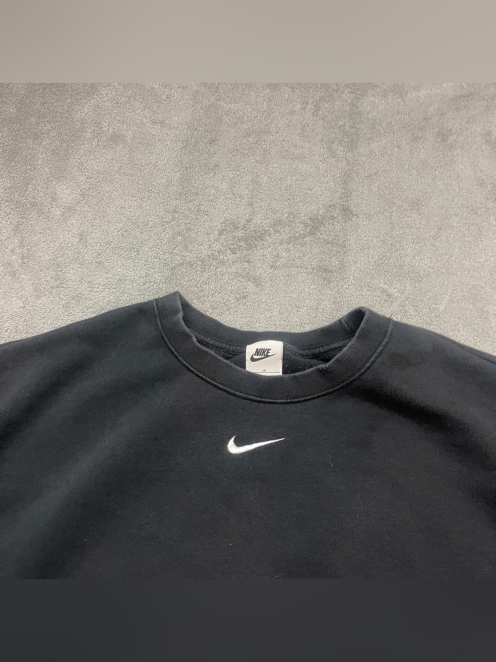 Nike Phoenix Fleece Cropped Crewneck Sweatshirt Size 2X Black Center Logo - Picture 2 of 9
